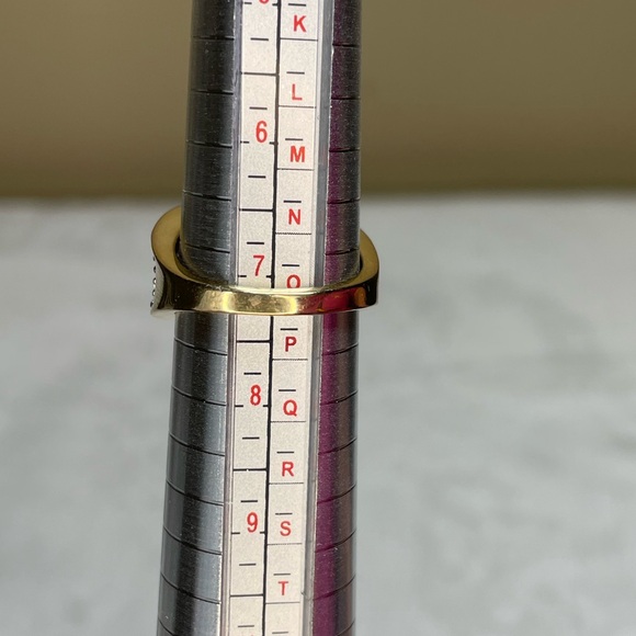 925 Gold Tone Pink Spinel and Rhinestone Ring - Picture 3 of 4